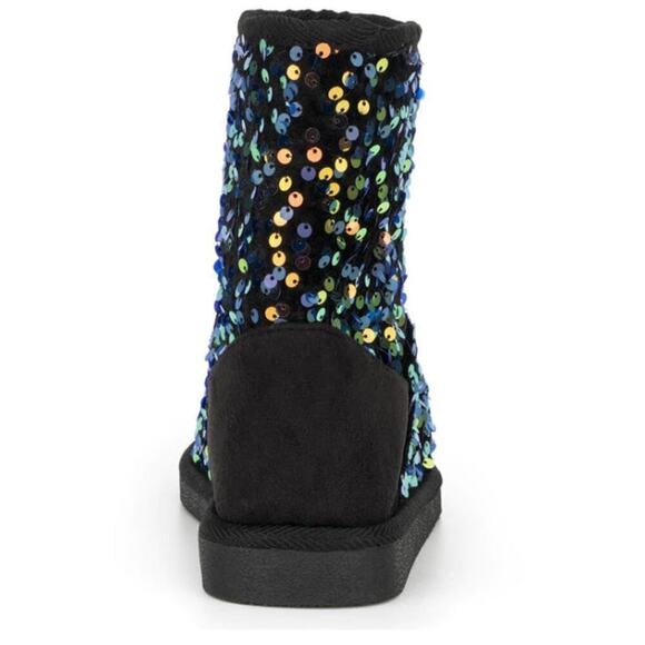 New! Olivia Miller Women's Sparkle Flip Sequin Sherpa Lined Boots - Picture 4 of 7